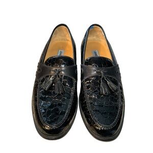Johnston & Murphy Men’s Black Crocodile Embossed Tassel Loafers Size 9M